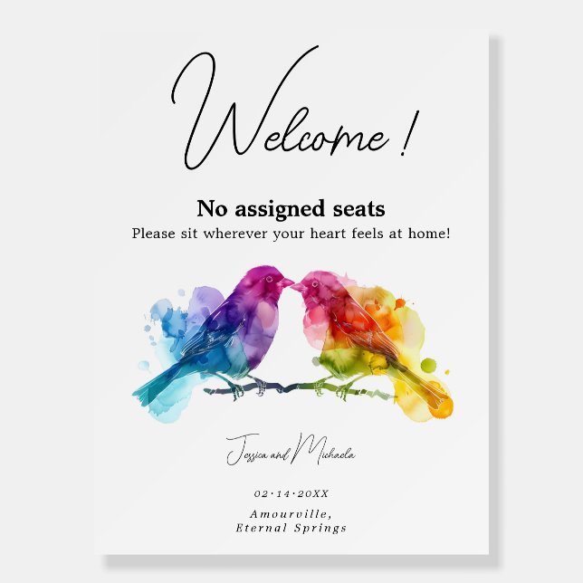 No seat assigned seating chart Rainbow Lovebird Foam Board (Front)