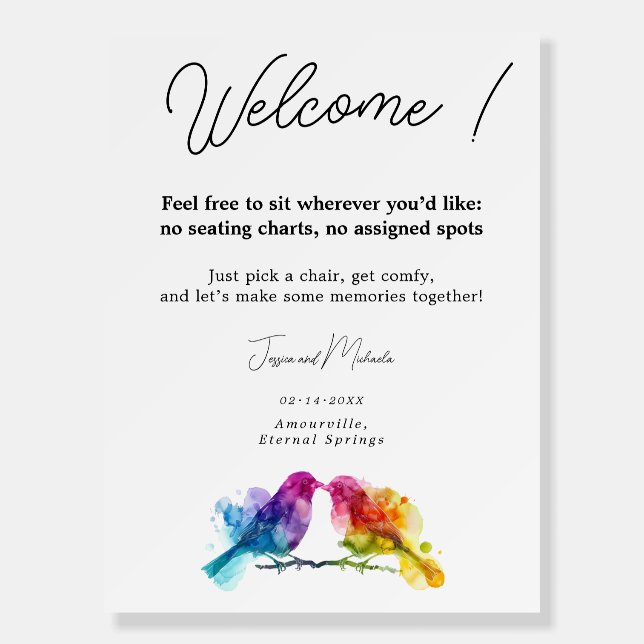 No seat assigned seating chart Rainbow Lovebird Foam Board (Front)