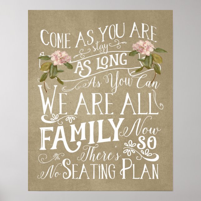 no seating plan wedding sign poster (Front)