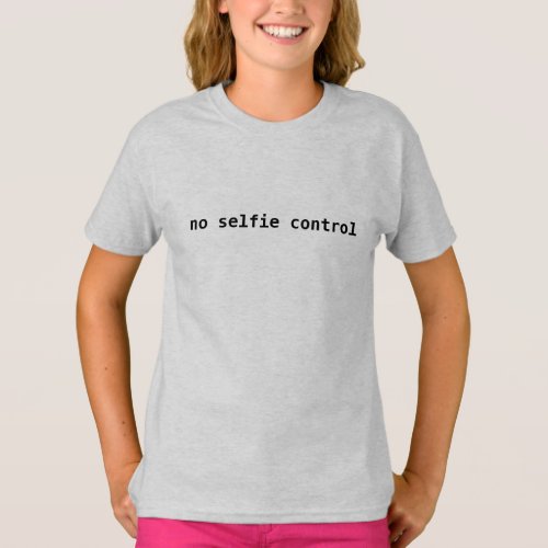 No Selfie Control Kids T_Shirt  Funny Tee