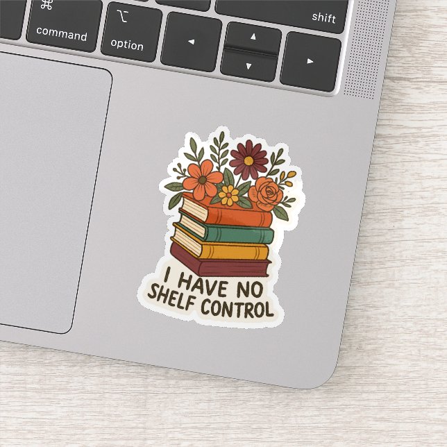 No Shelf Control,Floral Book Stack  Sticker (Detail)