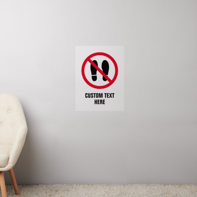 No shoes allowed forbidden footsteps sign custom wall decal  (Living Room 2)