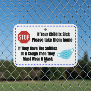 No Sick Children School & Daycare Health Policy Metal Sign