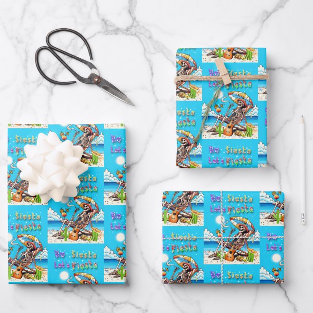 No Siesta Let's Fiesta Wrapping Paper Sheets (Front)