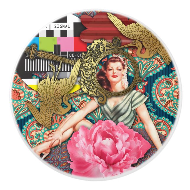 No-Signal - Cheeky Lady Ceramic Knob (Front)