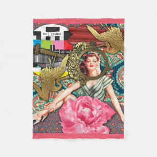 No-Signal - Cheeky Lady Digital Collage Fleece Blanket