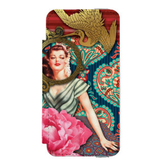 No-Signal - Cheeky Lady Digital Collage iPhone SE/5/5s Wallet Case