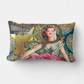 No-Signal - Cheeky Lady Digital Collage Lumbar Pillow