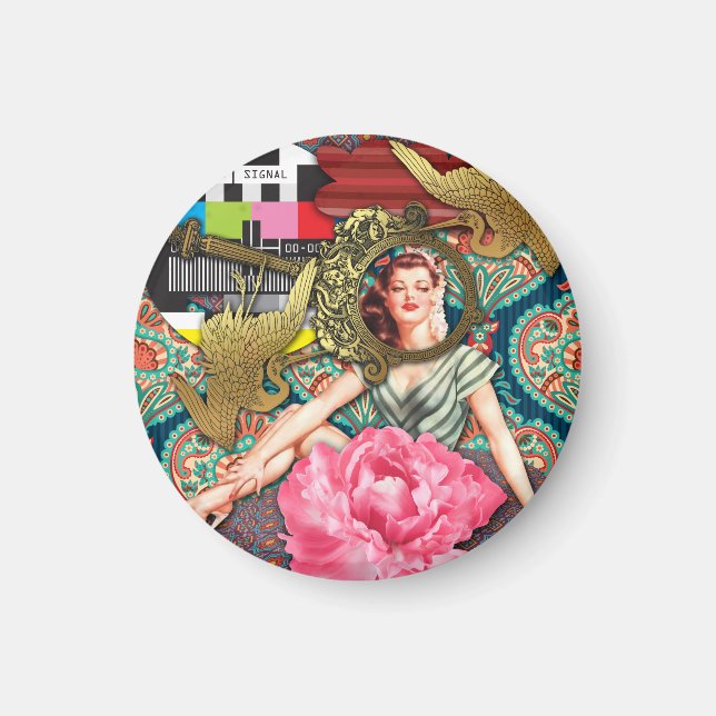 No-Signal - Cheeky Lady Digital Collage Magnet (Front)