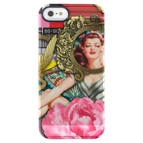 No_Signal _ Cheeky Lady Digital Collage Clear iPhone SE55s Case