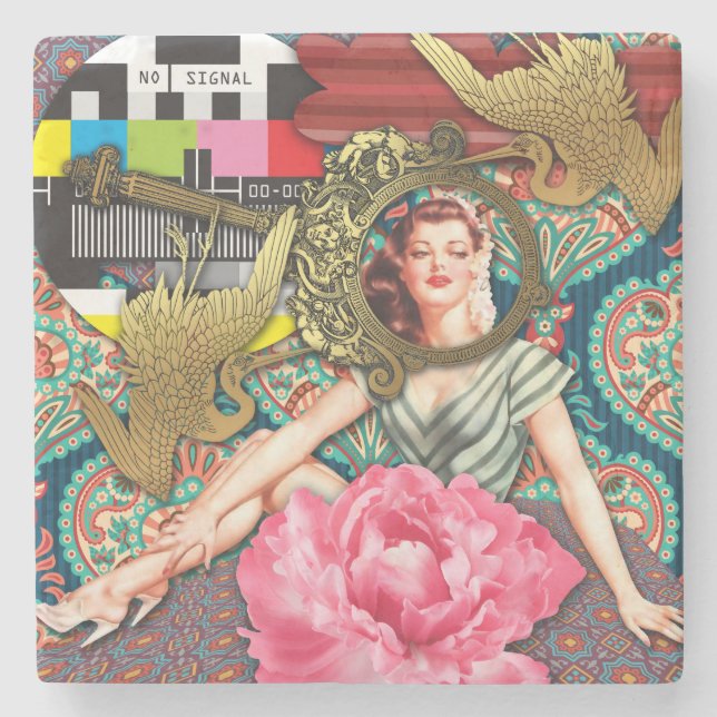 No-Signal - Cheeky Lady Stone Coaster (Front)