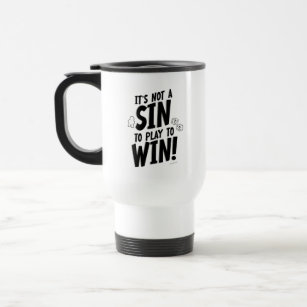 No Sin to Win Boardgaming Fun Meeple Slogan Travel Mug