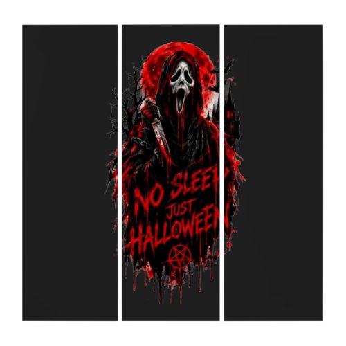 No Sleep Just Halloween Scream Gothic Horror Desig Triptych