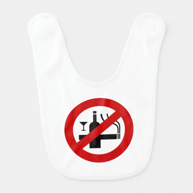 NO Smoking Alcohol ⚠ Thai Sign ⚠ Bib (Front)