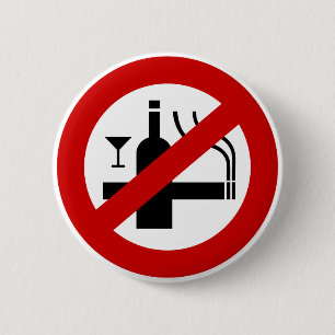 NO Smoking Alcohol ⚠ Thai Sign ⚠ Button