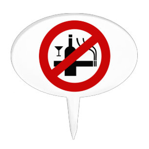 NO Smoking Alcohol ⚠ Thai Sign ⚠ Cake Topper