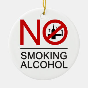 NO Smoking Alcohol ⚠ Thai Sign ⚠ Ceramic Ornament