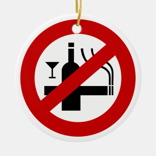 NO Smoking Alcohol  Thai Sign  Ceramic Ornament