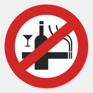 NO Smoking Alcohol ⚠ Thai Sign ⚠ Classic Round Sticker