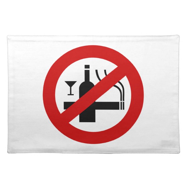 NO Smoking Alcohol ⚠ Thai Sign ⚠ Cloth Placemat (Front)