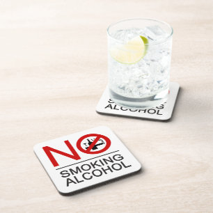 NO Smoking Alcohol ⚠ Thai Sign ⚠ Drink Coaster
