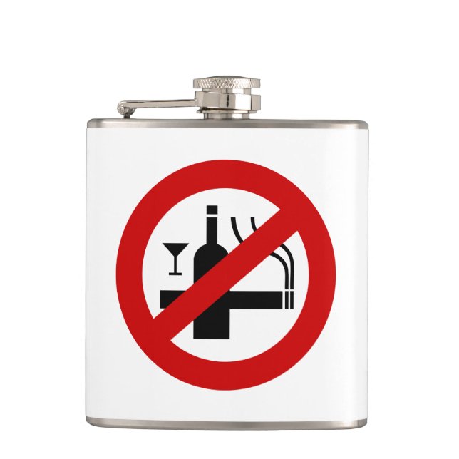 NO Smoking Alcohol ⚠ Thai Sign ⚠ Flask (Front)