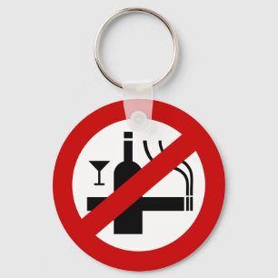 NO Smoking Alcohol ⚠ Thai Sign ⚠ Keychain