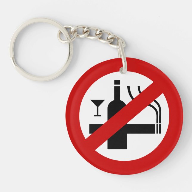 NO Smoking Alcohol ⚠ Thai Sign ⚠ Keychain (Front)