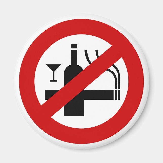 NO Smoking Alcohol ⚠ Thai Sign ⚠ Magnet (Front)
