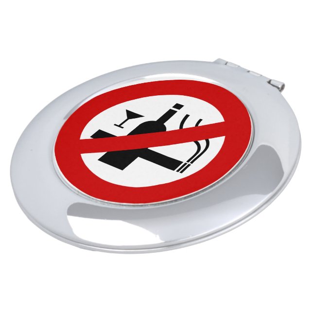 NO Smoking Alcohol ⚠ Thai Sign ⚠ Makeup Mirror (Turned)