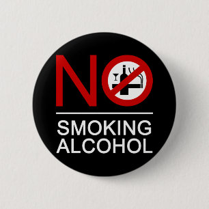 NO Smoking Alcohol ⚠ Thai Sign ⚠ Pinback Button