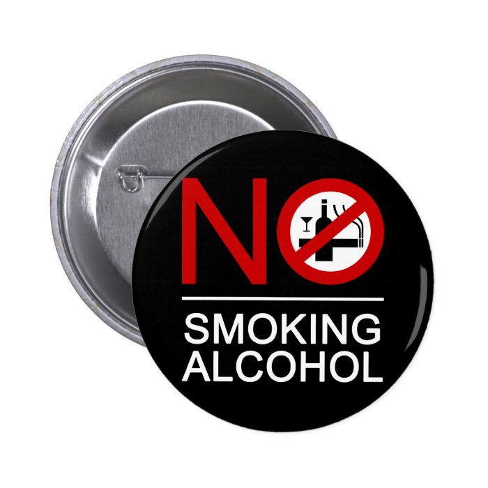 NO Smoking Alcohol ⚠ Thai Sign ⚠ Pinback Buttons