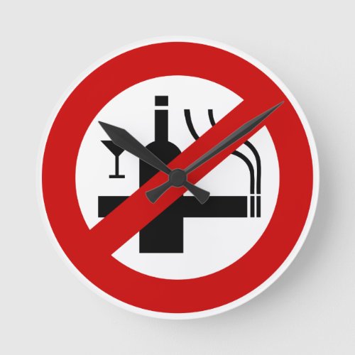NO Smoking Alcohol  Thai Sign  Round Clock