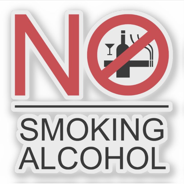 NO Smoking Alcohol ⚠ Thai Sign ⚠ Sticker (Front)