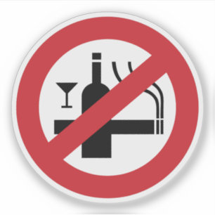 NO Smoking Alcohol ⚠ Thai Sign ⚠ Sticker