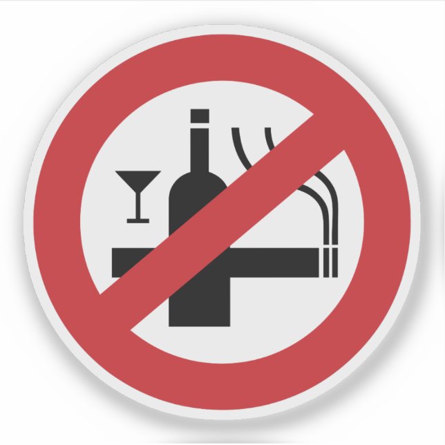 NO Smoking Alcohol ⚠ Thai Sign ⚠ Sticker (Front)