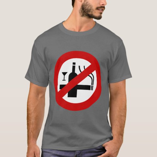 NO Smoking Alcohol  Thai Sign  T_Shirt