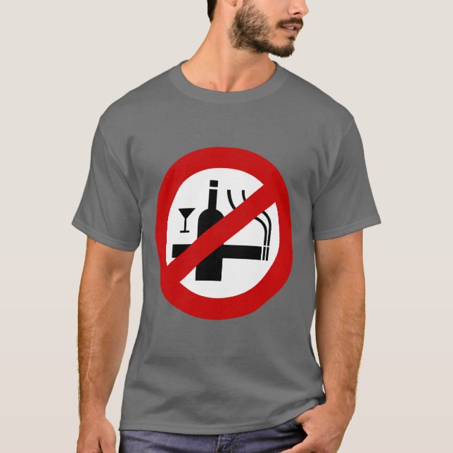 NO Smoking Alcohol ⚠ Thai Sign ⚠ T-Shirt (Front)