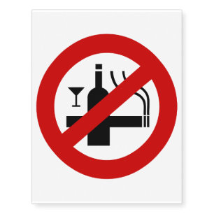 NO Smoking Alcohol ⚠ Thai Sign ⚠ Temporary Tattoos