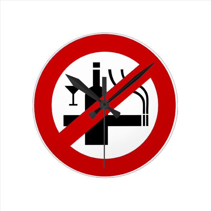 NO Smoking Alcohol ⚠ Thai Sign ⚠ Wall Clock