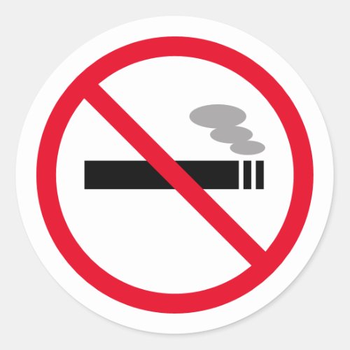No smoking allowed forbidden to smoke cigarettes classic round sticker