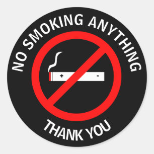 NO SMOKING ANYTHING CLASSIC ROUND STICKER