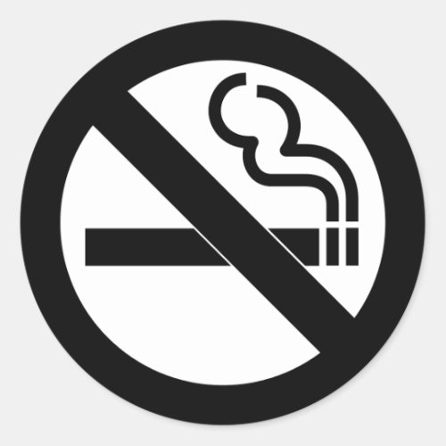 No Smoking Black and White Sign Classic Round Sticker