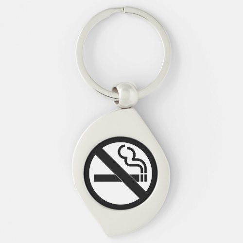 No Smoking Black and White Sign Keychain