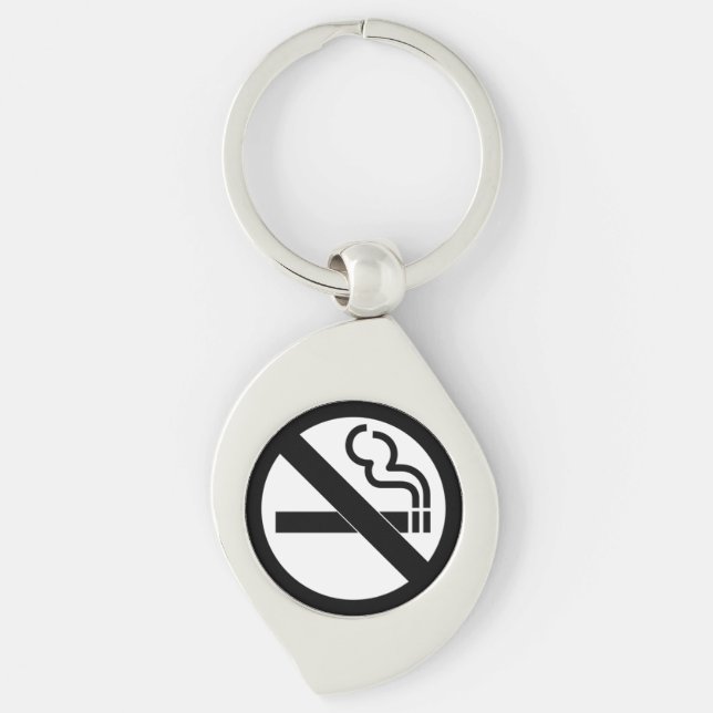 No Smoking Black and White Sign Keychain (Front)