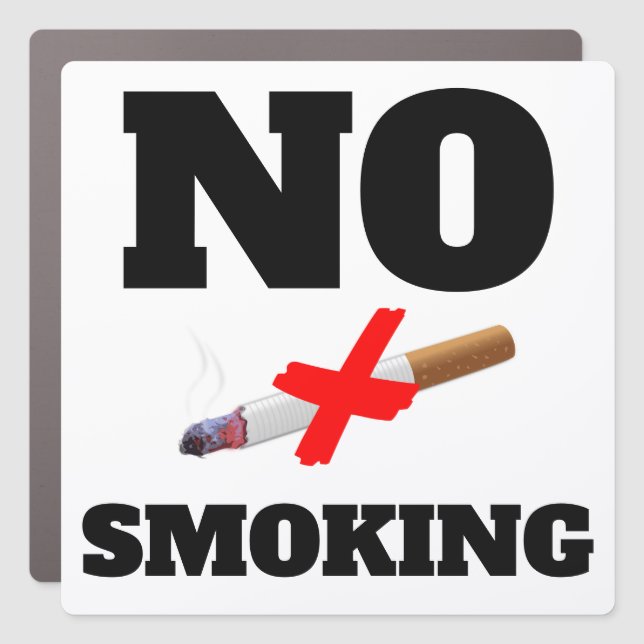 No smoking cigarette red cross through it car magnet (Front)