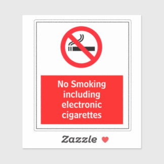 No Smoking Including Electronic Cigarettes  Sticker