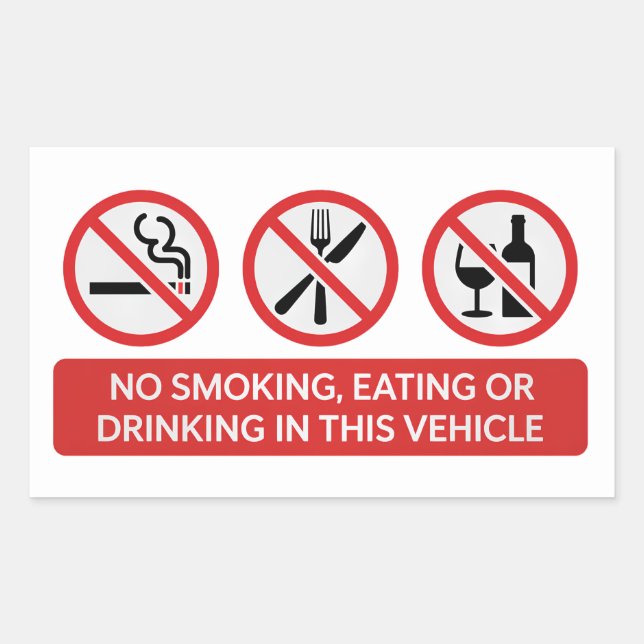 No Smoking No Eating No Drinking Rectangular Sticker (Front)