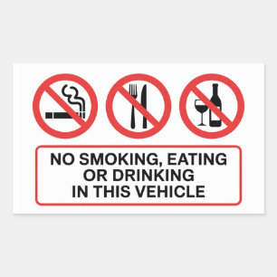No Smoking No Eating No Drinking Rectangular Sticker