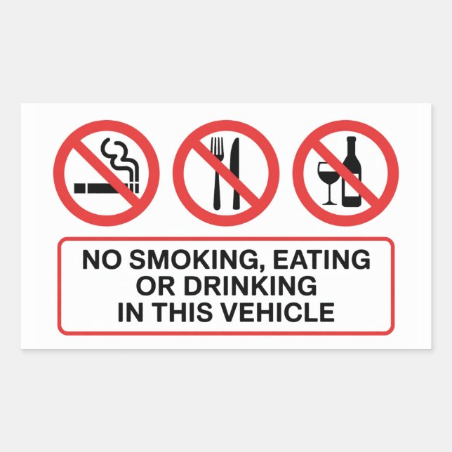 No Smoking No Eating No Drinking Rectangular Sticker (Front)